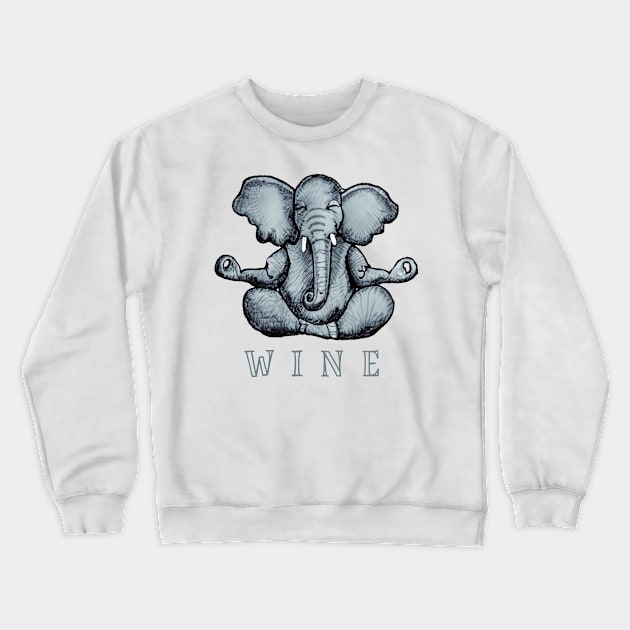 Wine Yoga Elephant Crewneck Sweatshirt by TomiTee